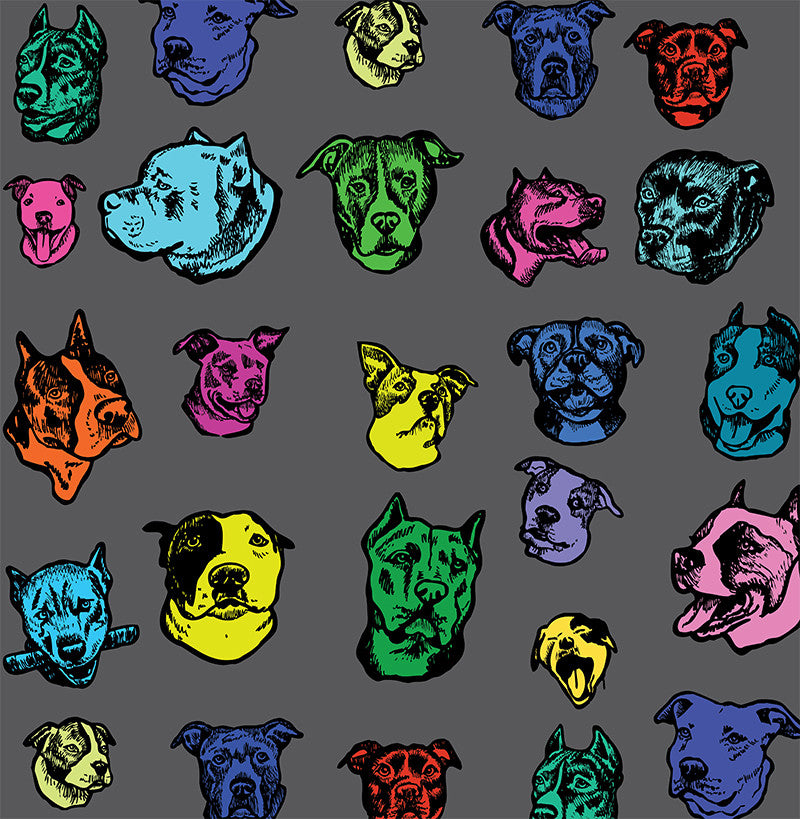 Pitbull Dog Art Illustration Pattern on Leggings - Colorful, Bright – Made in America