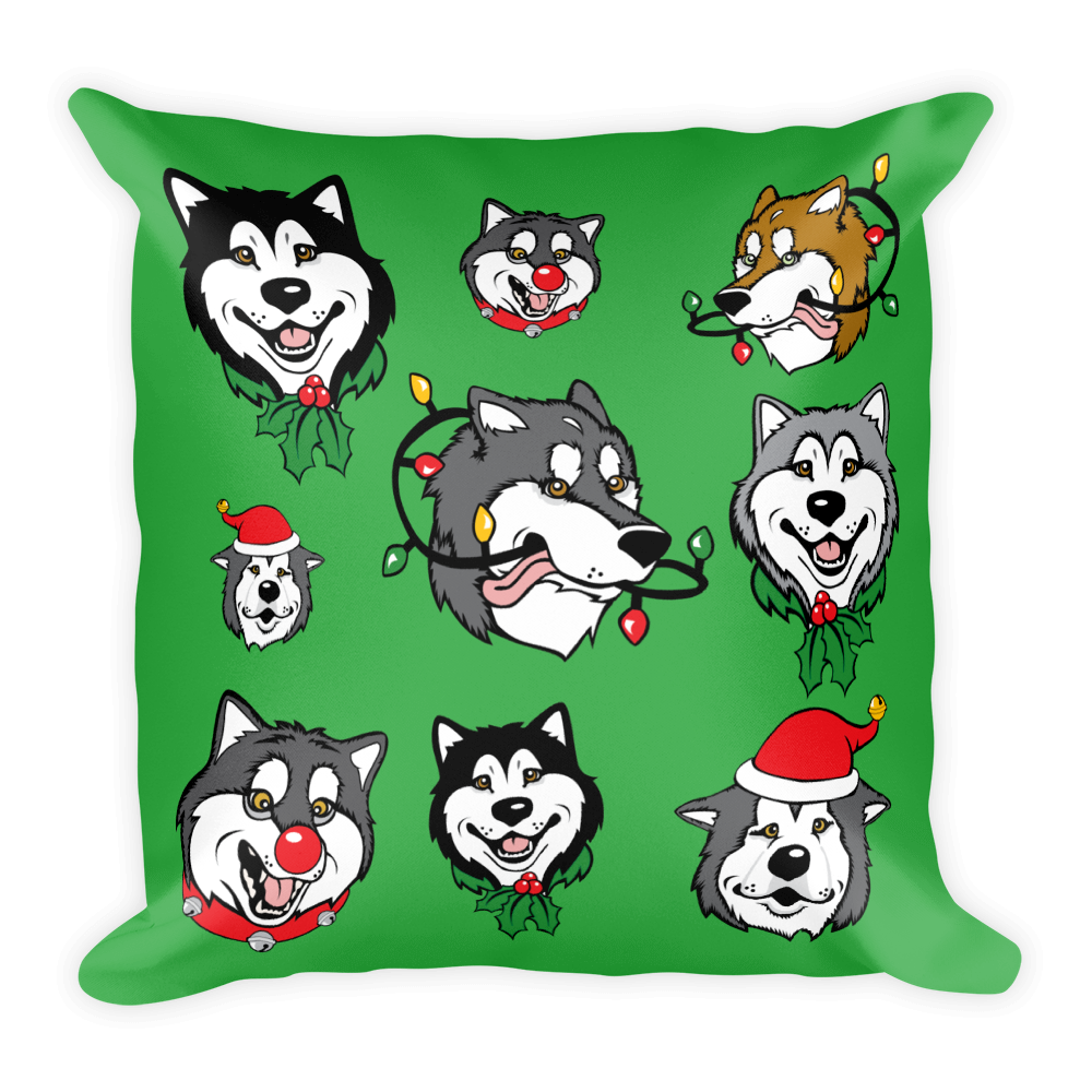 Alaskan Malamute Christmas, Holiday Large Square Throw Pillow