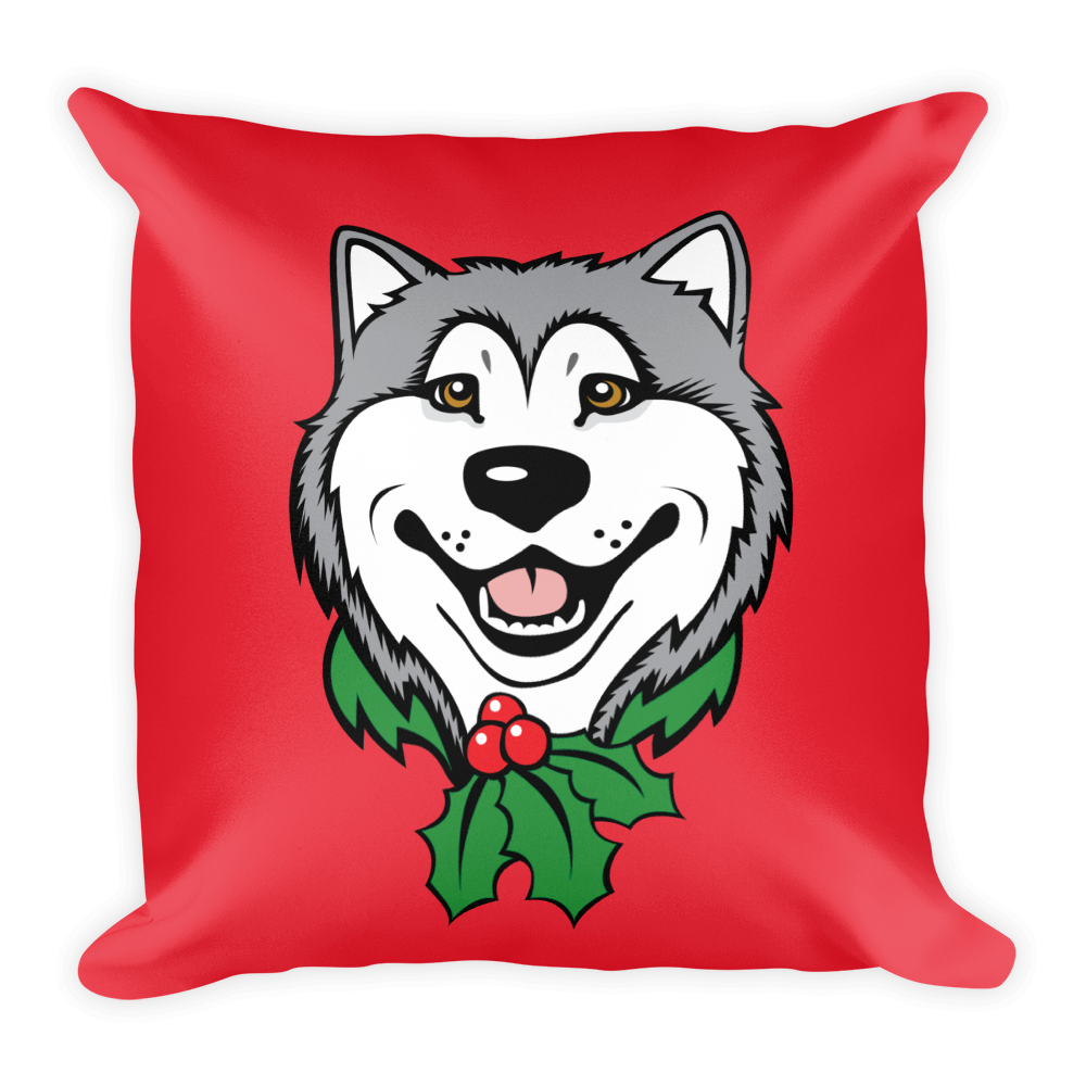 Alaskan Malamute Christmas, Holiday Large Square Throw Pillow