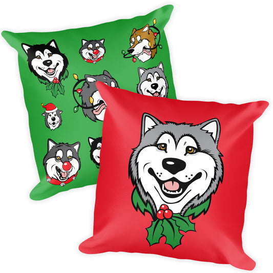 Alaskan Malamute Christmas, Holiday Large Square Throw Pillow