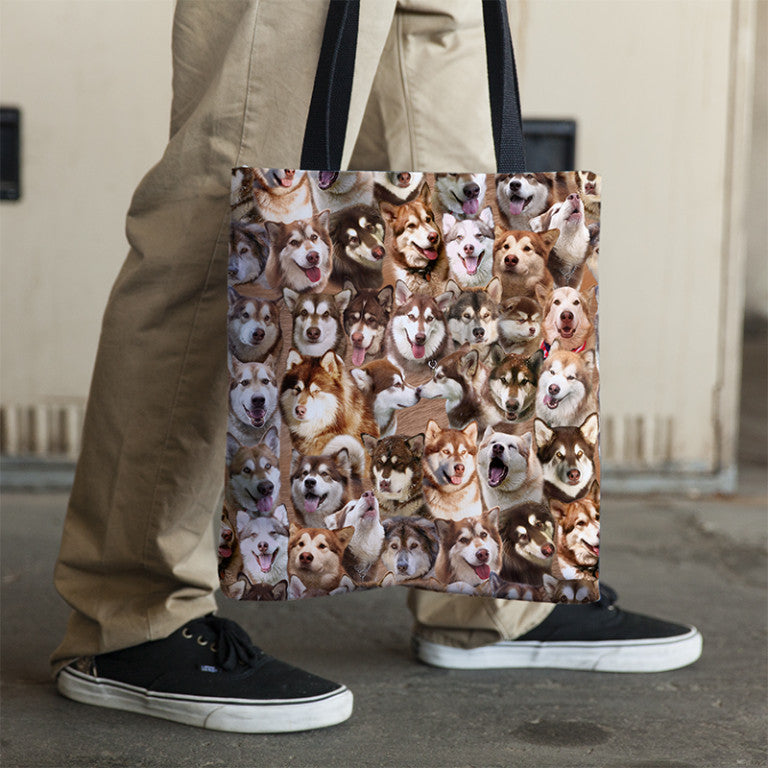 Red Alaskan Malamute Photo Pattern on Double-Sided Tote Bag