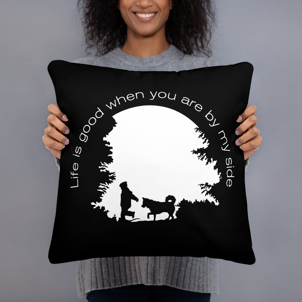 Life is Good - Alaskan Malamute, Siberian Husky - Large Square Throw Pillow