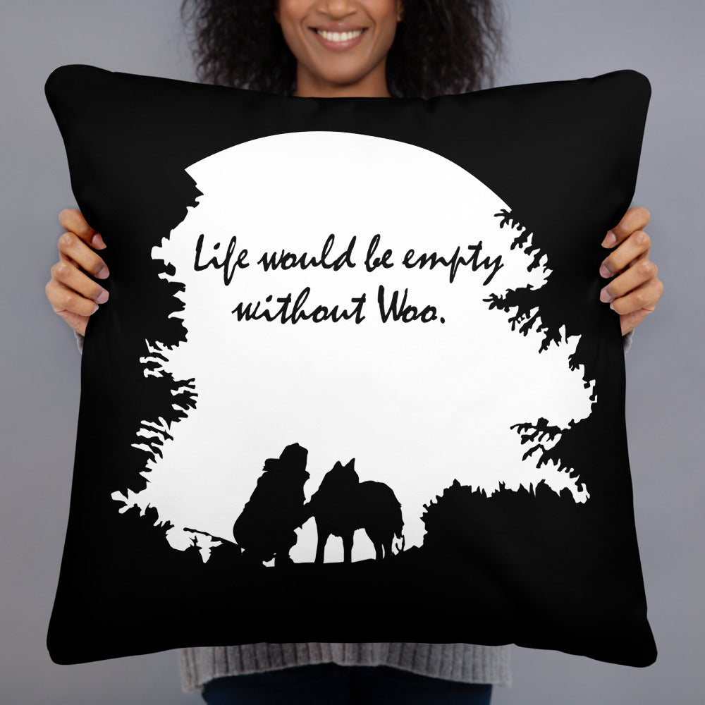 Life Would Be Empty WIthout Woo - Alaskan Malamute, Siberian Husky - Large Square Throw Pillow