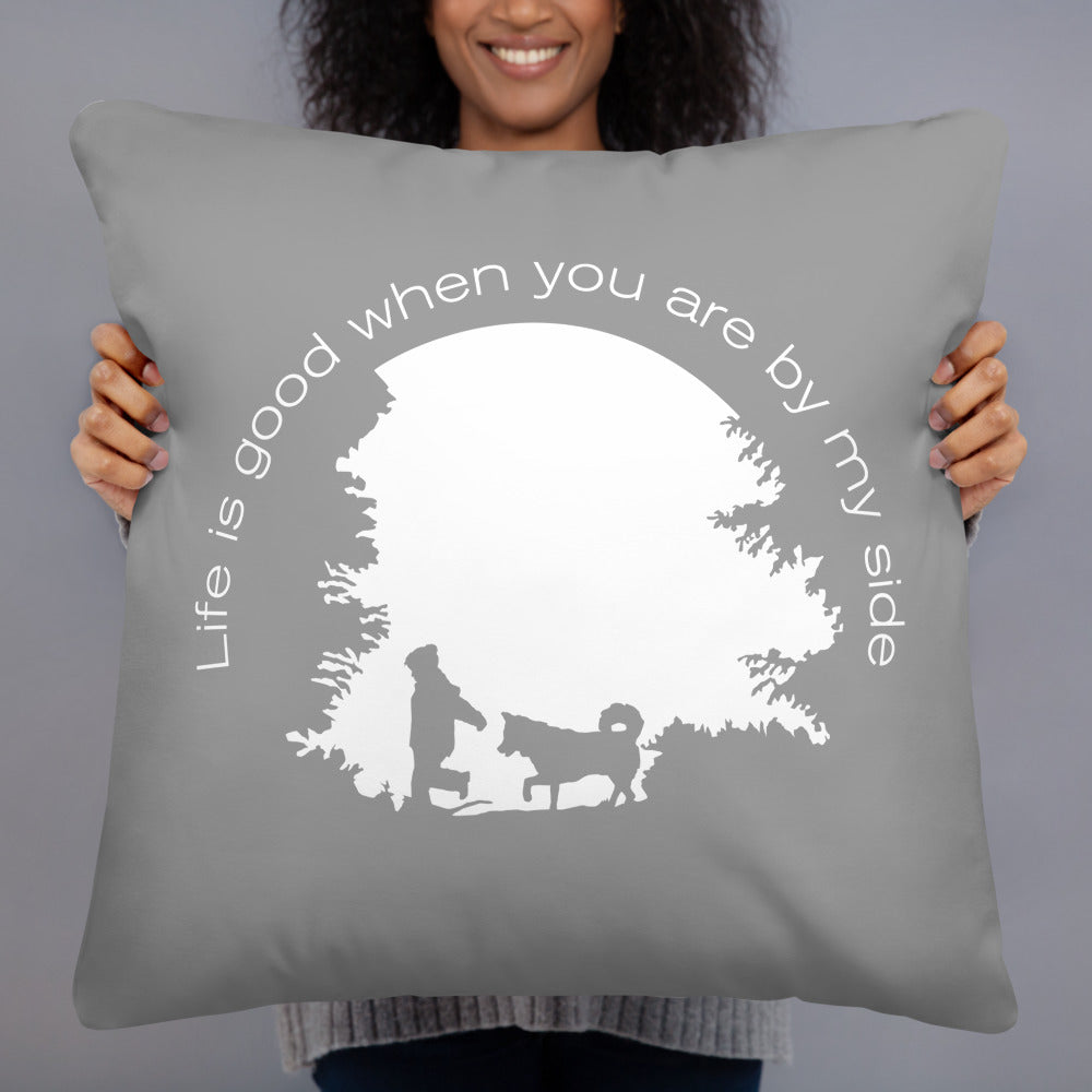 Life is Good - Alaskan Malamute, Siberian Husky - Large Square Throw Pillow