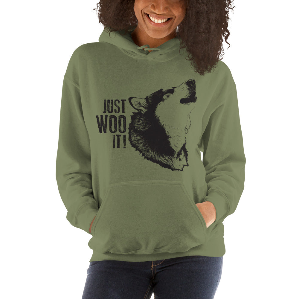 JUST WOO IT Alaskan Malamute Art - Sled Dog Pullover Hoodie