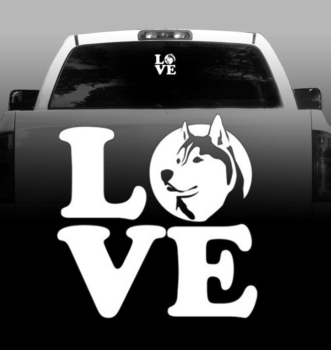 LOVE - Vinyl Decal - Siberian Husky - Car, Vehicle, Sticker
