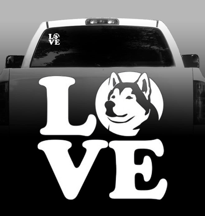 LOVE - Vinyl Decal - Alaskan Malamute - Car, Vehicle, Sticker