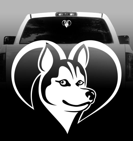 Husky Heart Vinyl Decal - Siberian Husky - Car, Vehicle, Sticker