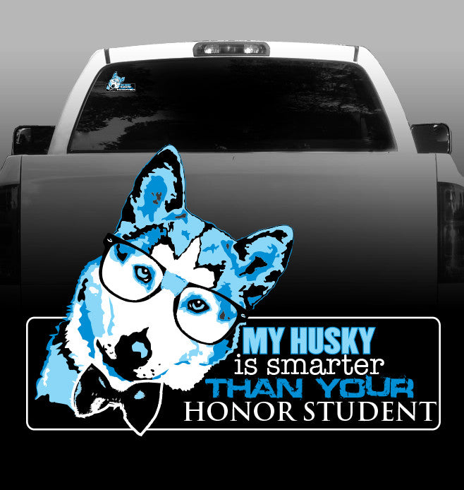 Husky Honor Student Vinyl Decal - Siberian Husky - Car, Vehicle, Sticker