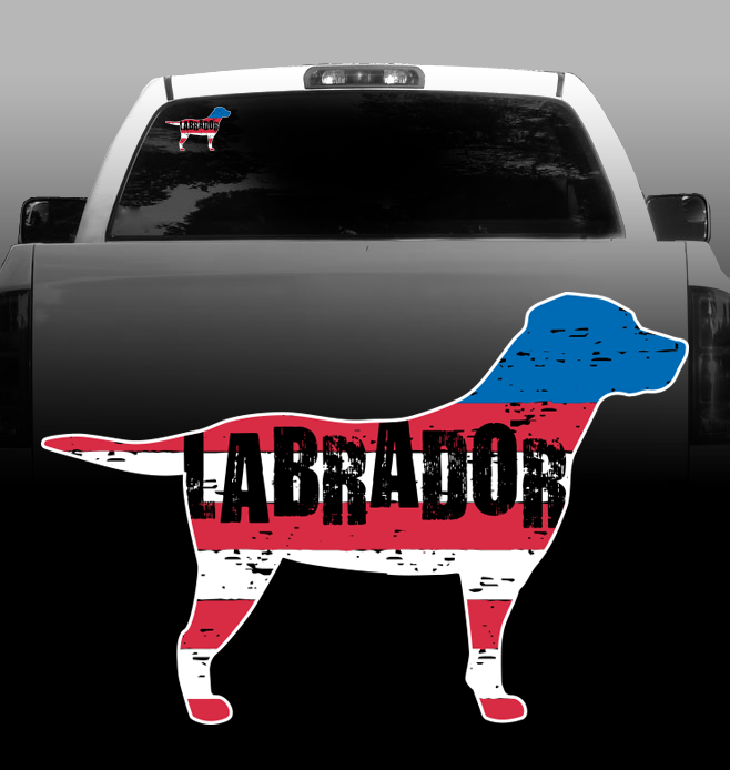 Labrador American Flag Vinyl Decal - Labrador Retriever - Car, Vehicle, Sticker