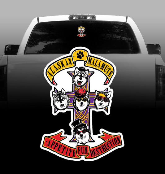 Malamutes Rock Guns N' Roses - Vinyl Decal - Car, Vehicle, Sticker