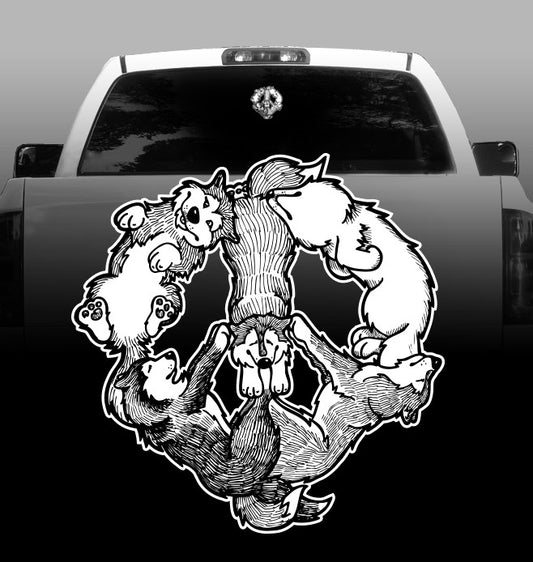 Dog Peace Sign Vinyl Decal - Siberian Husky - Alaskan Malamute