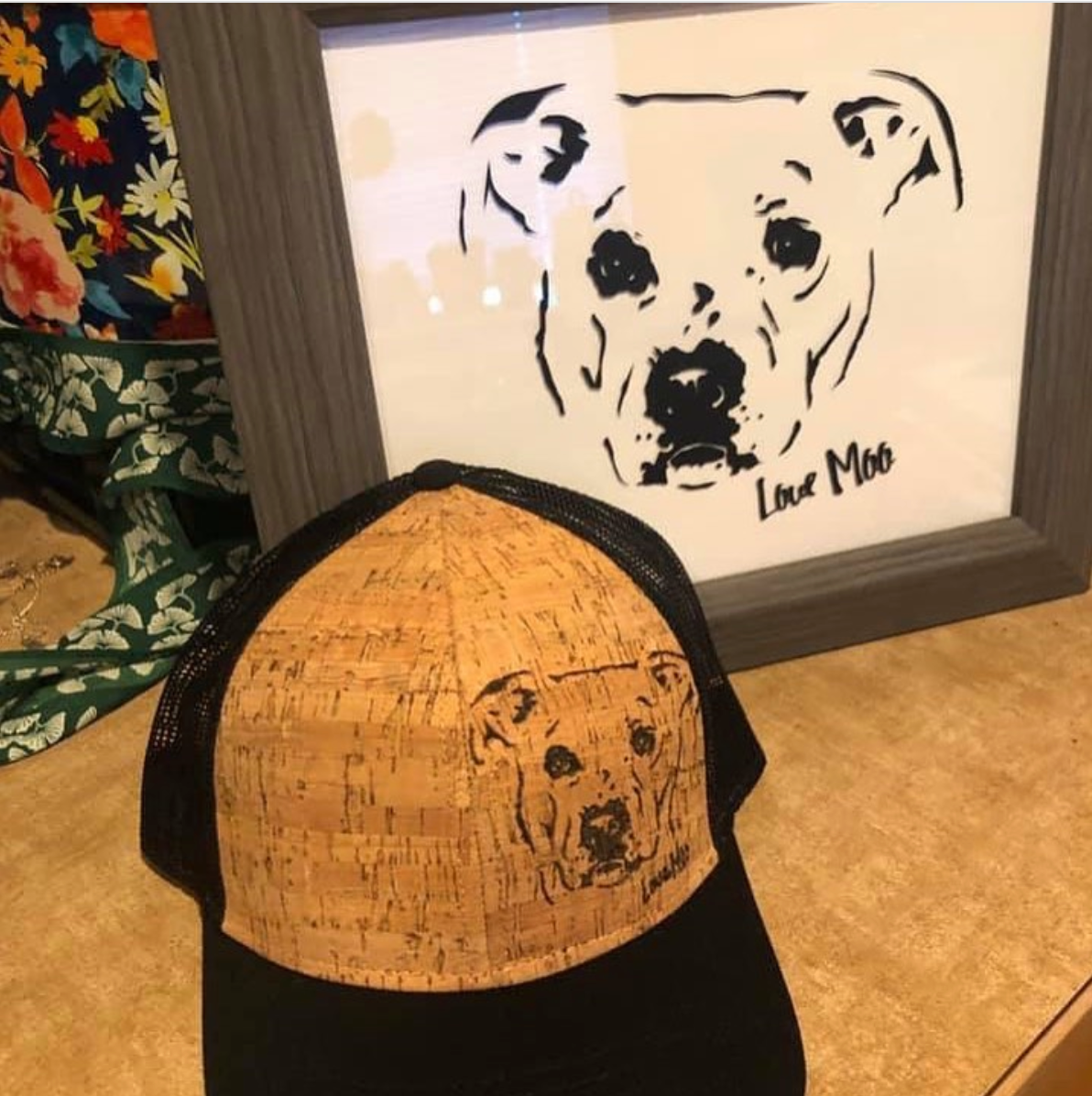Custom Simplified Illustration of Your Dog - Wood-Burned on Cork Hat - Alaskan Malamute and Siberian Husky