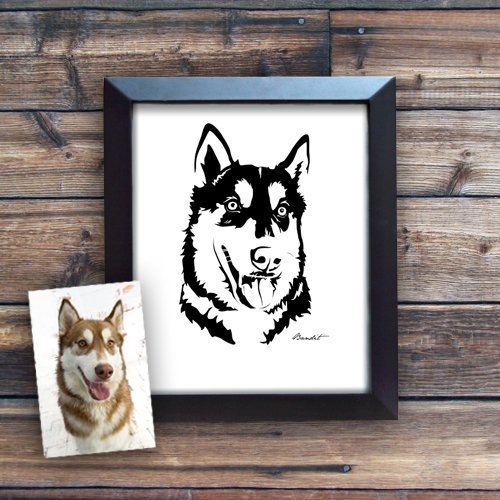 Custom Simplified Illustration of Your Dog - Poster Print - Alaskan Malamute and Siberian Husky