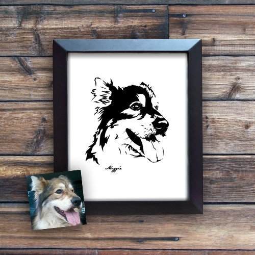 Custom Simplified Illustration of Your Dog - Poster Print - Alaskan Malamute and Siberian Husky