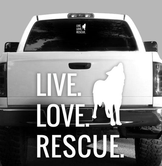 Live. Love. Rescue. Fundraiser Decal - Alaskan Malamute - Siberian Husky