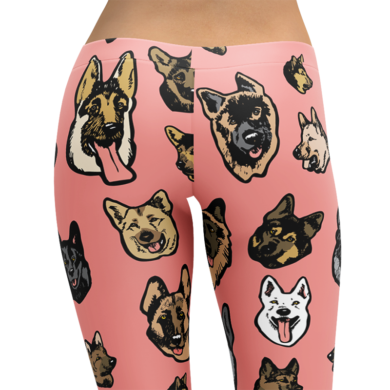 German Shepherd Dog Art Illustration Pattern on Leggings – Made in America