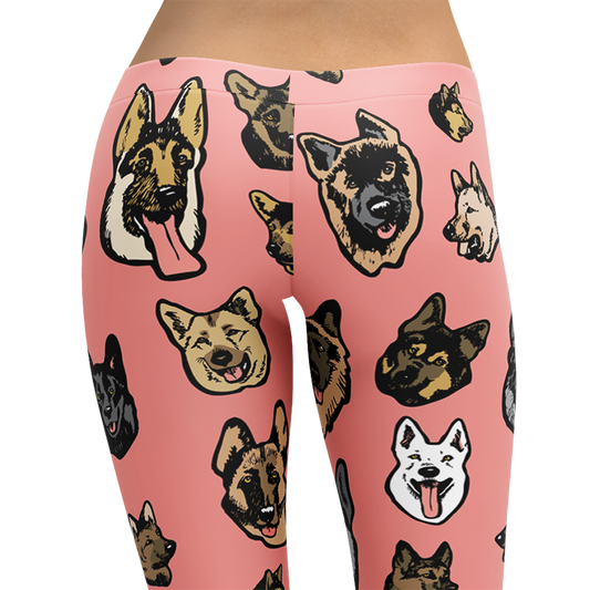 German Shepherd Dog Art Illustration Pattern on Leggings – Made in America