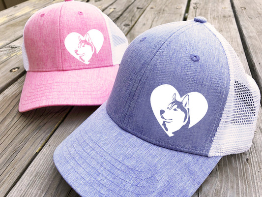Siberian Husky Heart Trucker Hat