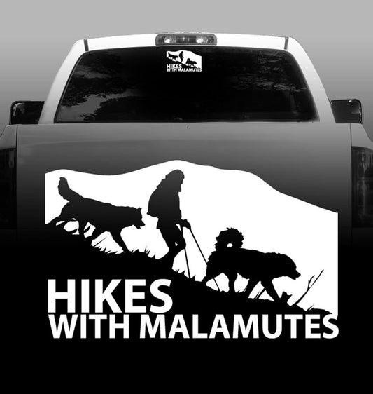 Hikes With Malamute - Alaskan Malamute - Outdoor - High Quality - Car Decals - Sticker