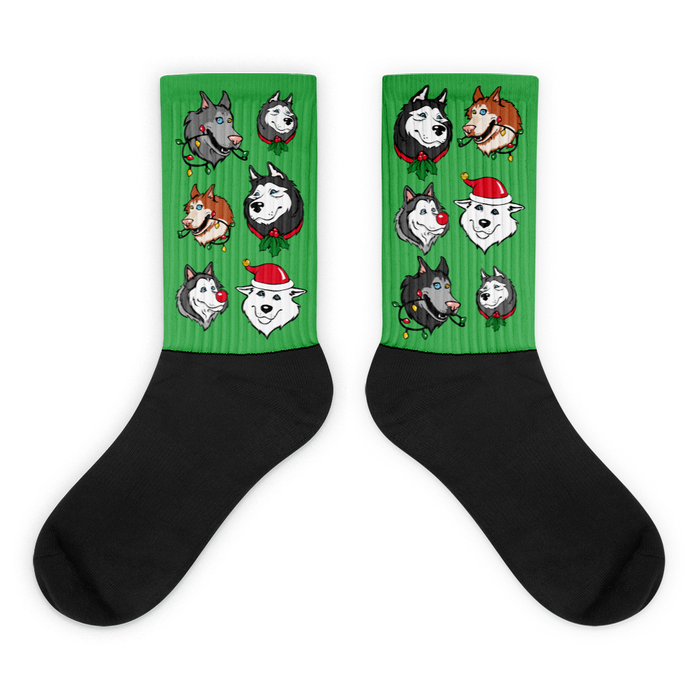 Siberian Husky Christmas Pattern Sublimation Socks