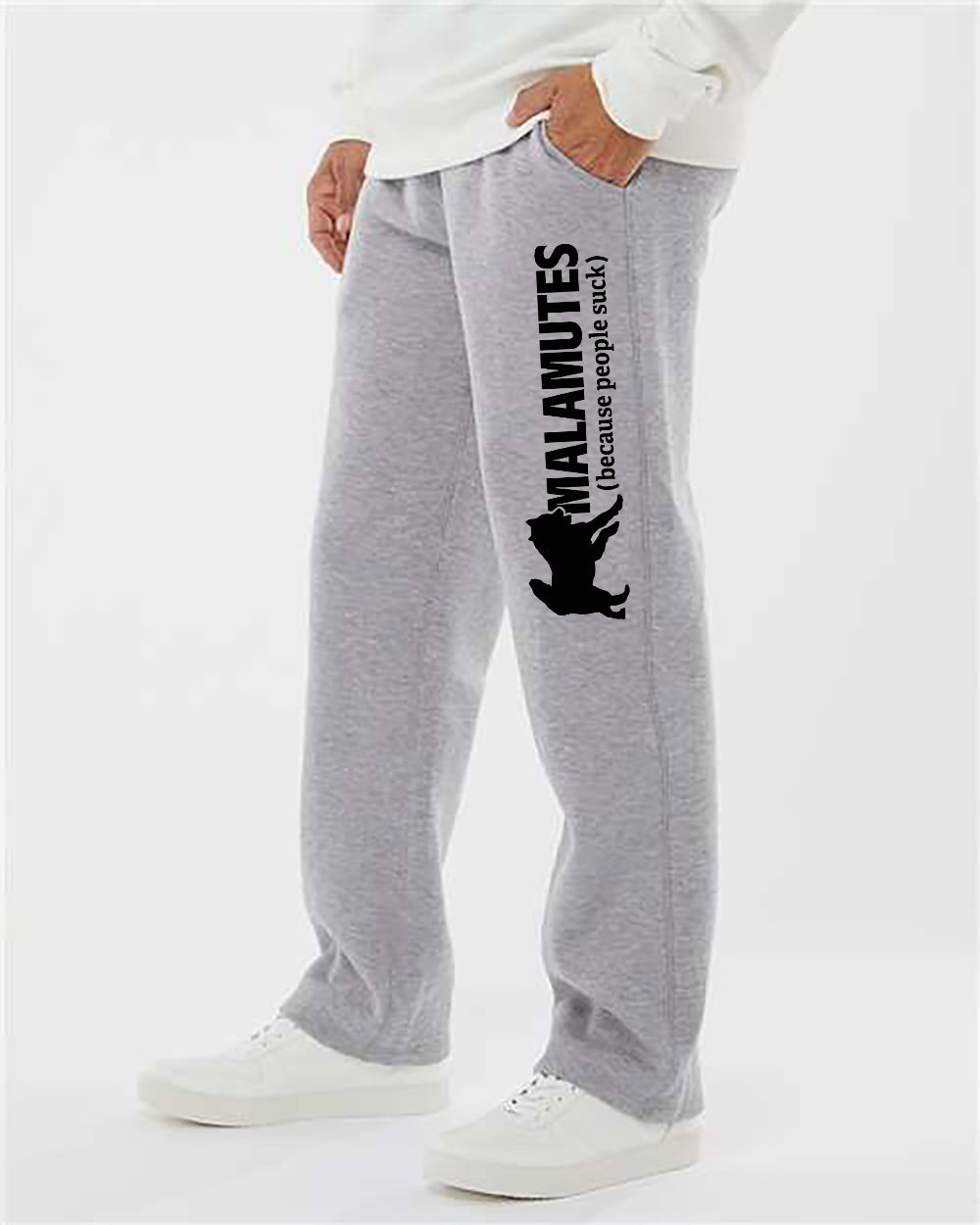 Malamutes (because people suck) - Alaskan Malamute - Sled Dog Open Bottom Sweatpants