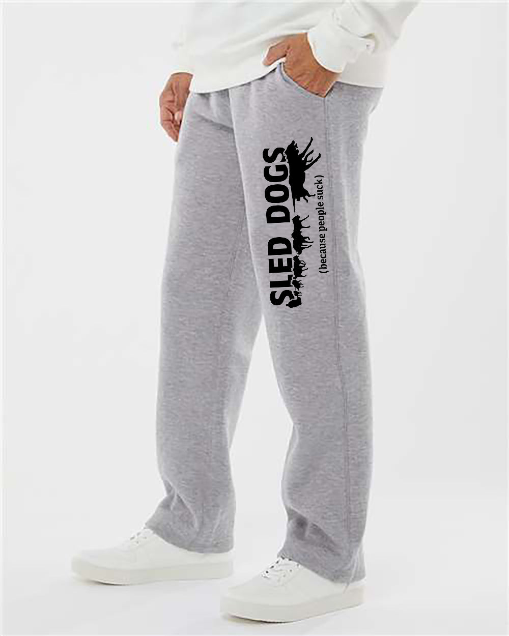 Sled Dogs (Because People Suck) - Siberian Husky, Alaskan Malamute Open Bottom Sweatpants