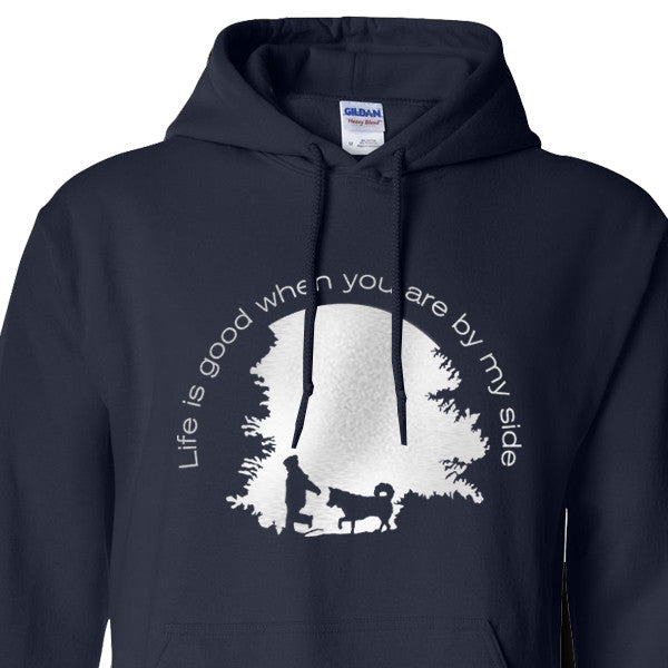 Life is Good When You Are By My Side - Metallic Print Pull Over Hoodie - Siberian Husky - Alaskan Malamute