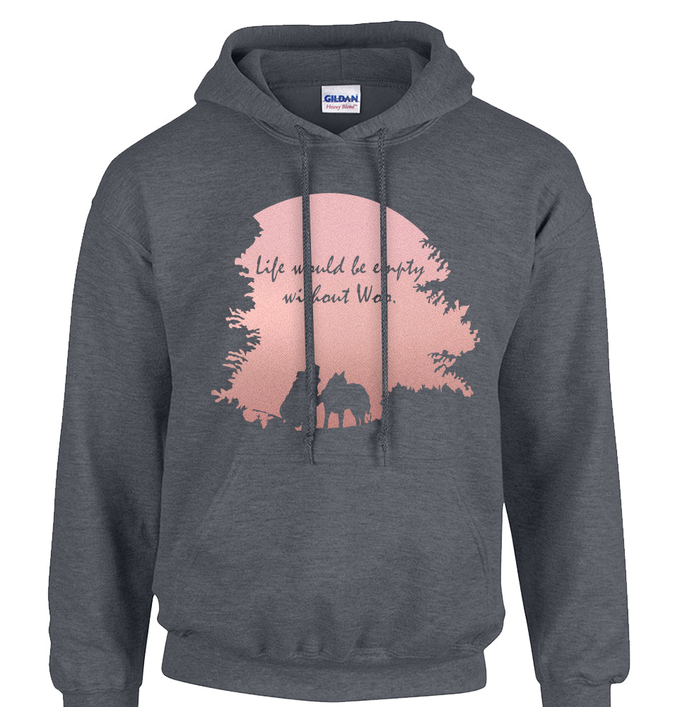 Life is Would Be Empty Without Woo - Metallic Print Pull Over Hoodie - Siberian Husky - Alaskan Malamute