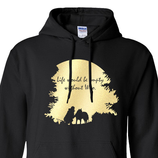 Life is Would Be Empty Without Woo - Metallic Print Pull Over Hoodie - Siberian Husky - Alaskan Malamute
