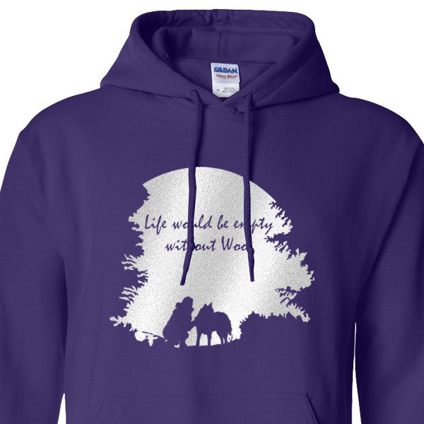Life is Would Be Empty Without Woo - Metallic Print Pull Over Hoodie - Siberian Husky - Alaskan Malamute