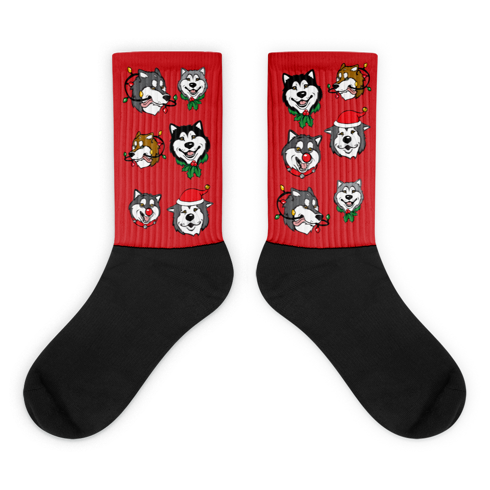 Alaskan Malamute Christmas Pattern Sublimation Socks