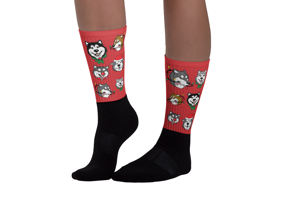 Alaskan Malamute Christmas Pattern Sublimation Socks