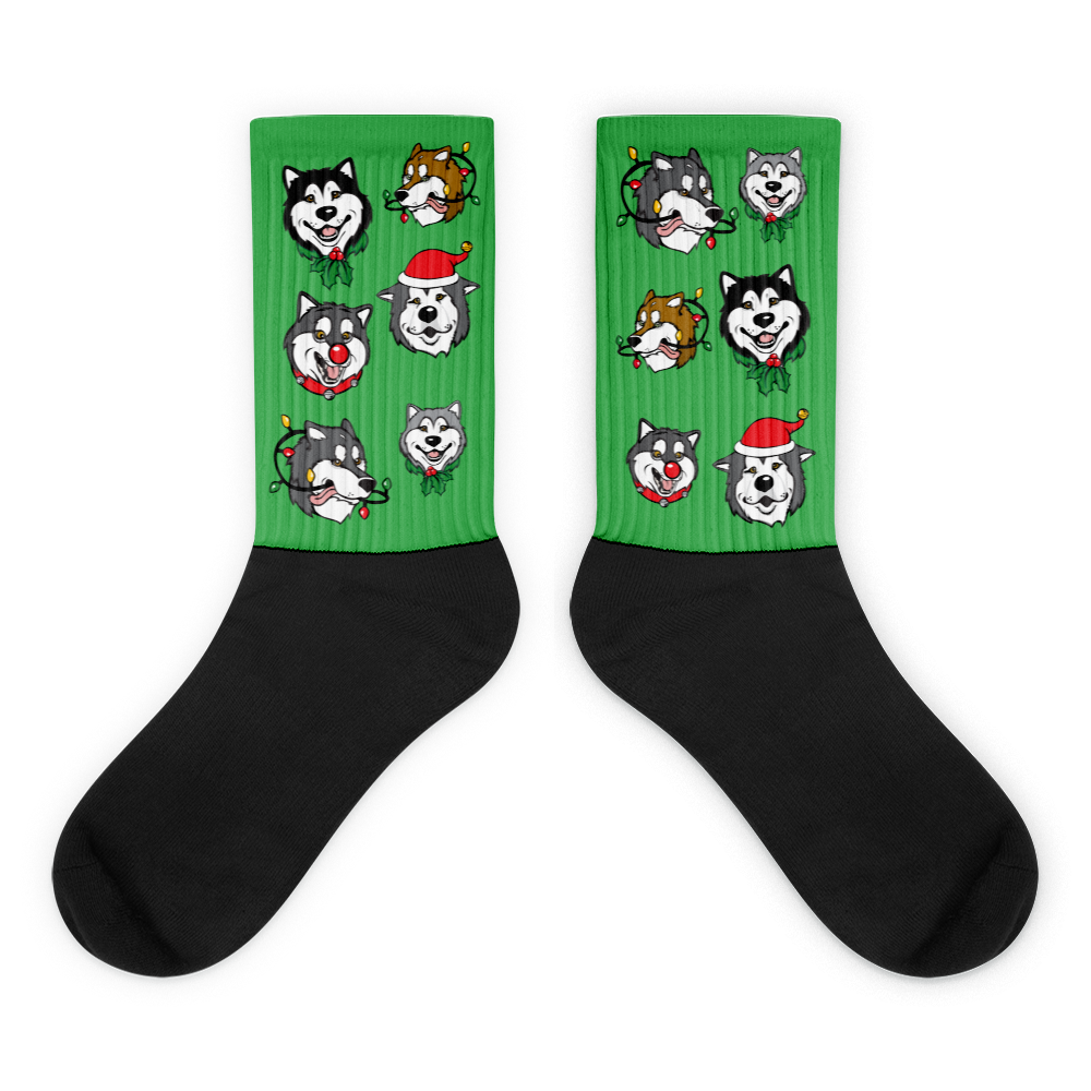 Alaskan Malamute Christmas Pattern Sublimation Socks