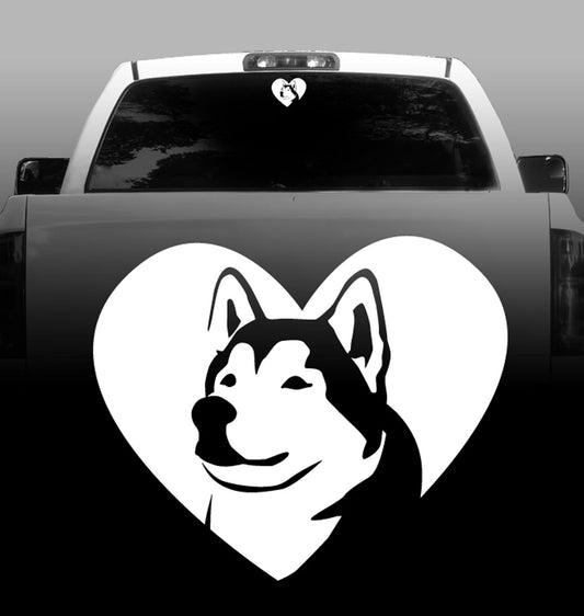 Malamute Heart - Vinyl Decal - Alaskan Malamutes - Car, Vehicle, Sticker