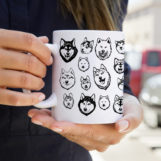 Malamute and Husky Illustrated Art - Alaskan Malamute, Siberian Husky Mug - Coffee Mug