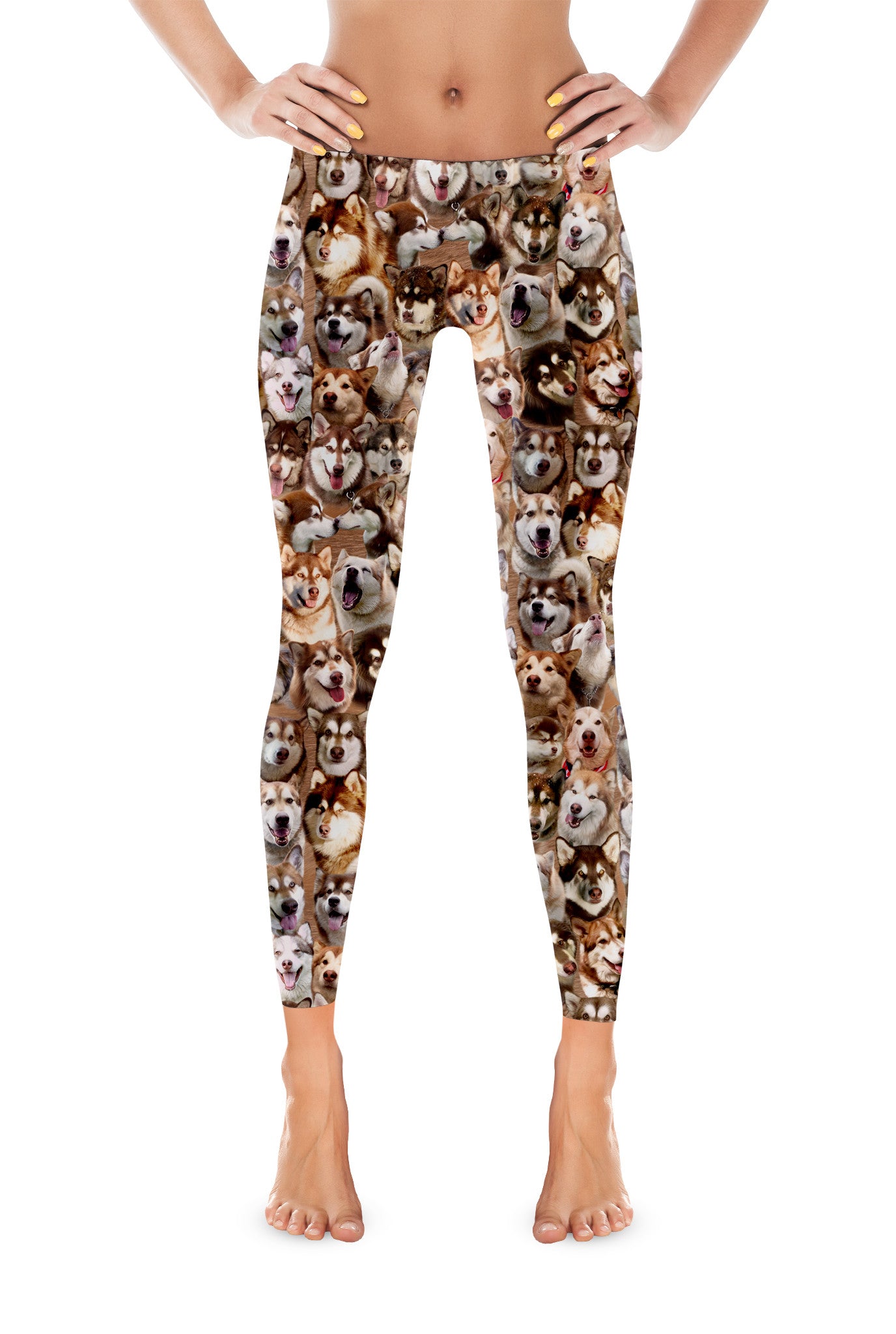 Red Alaskan Malamute Dog Photo Pattern on Leggings - Malamutes – Made in America