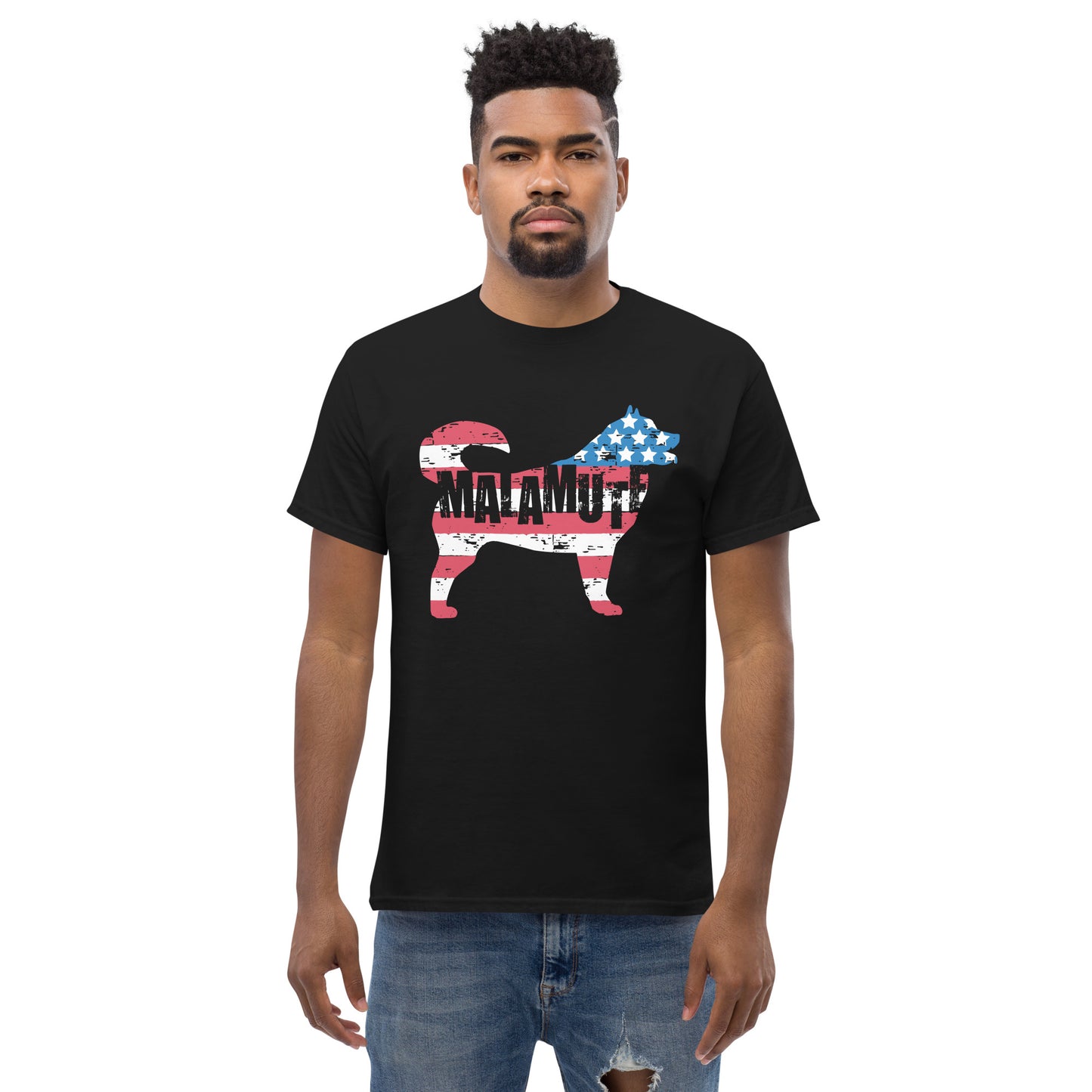 Alaskan Malamute American Flag T-Shirt