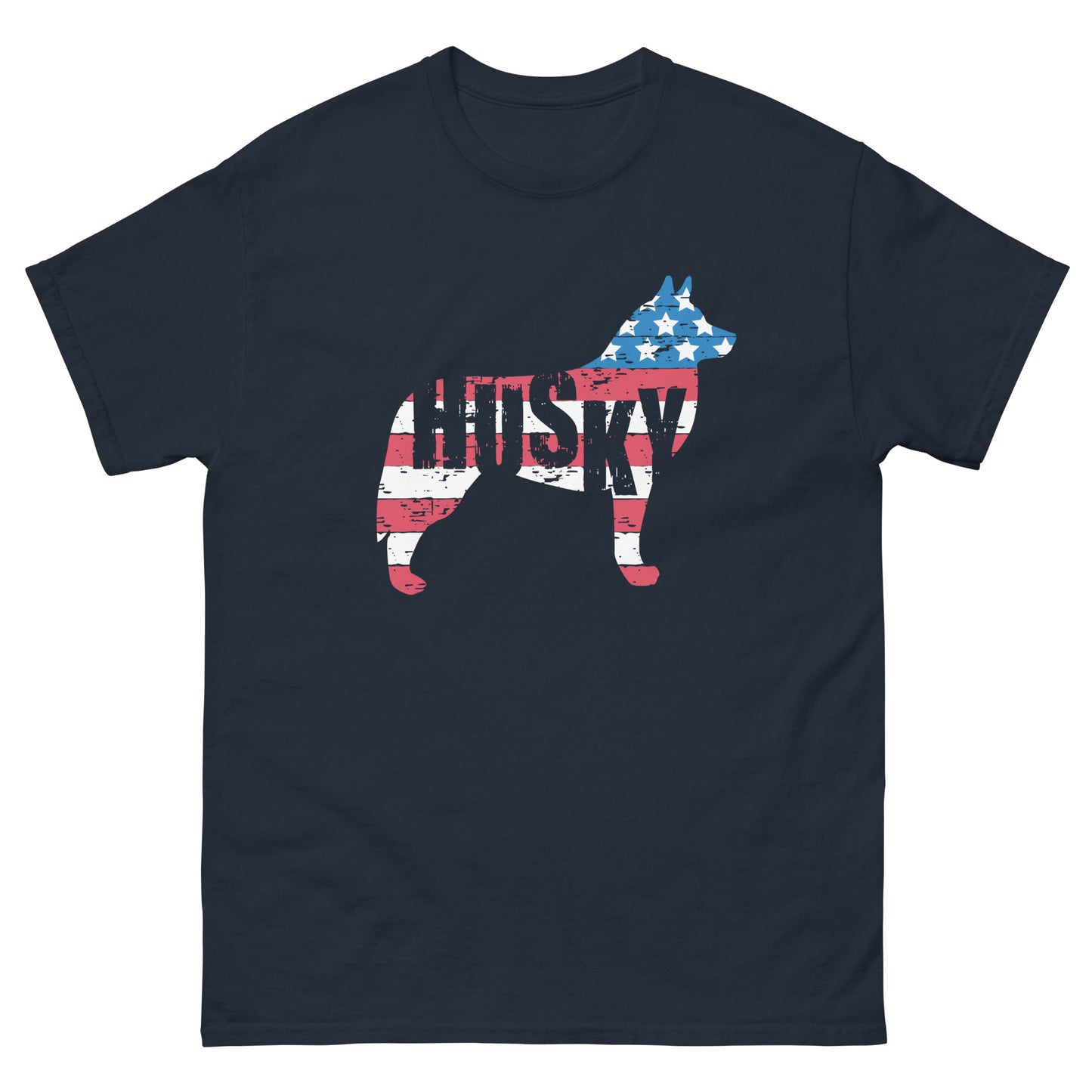 Siberian Husky American Flag T-Shirt