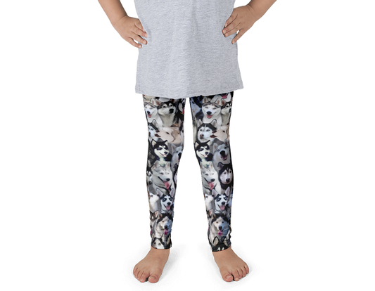 Kids Leggings! Siberian Husky Dog Photo Pattern - Huskies – Made in America