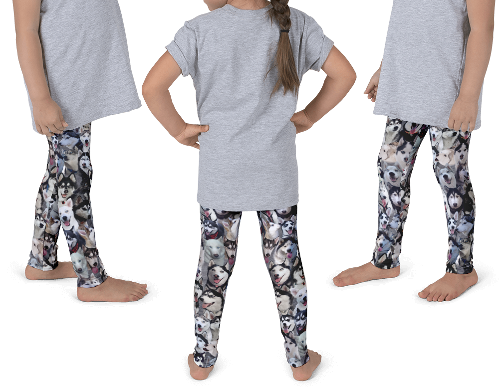 Kids Leggings! Siberian Husky Dog Photo Pattern - Huskies – Made in America