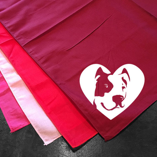 Pitbull Terrier Heart Bandana - Dog Art - Cropped Ears