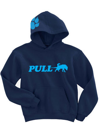 PULL w/ Paw on Hood - Siberian Husky - Alaskan Malamute - Sled Dog Pull Over Hoodie - Men, Ladies, Unisex