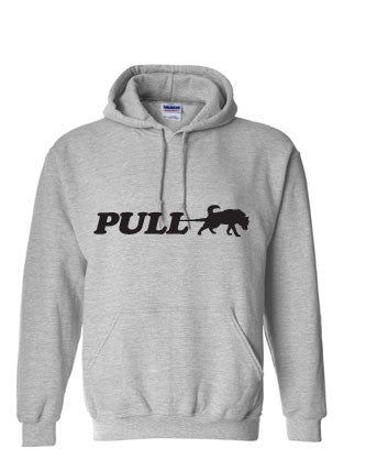 PULL w/ Paw on Hood - Siberian Husky - Alaskan Malamute - Sled Dog Pull Over Hoodie - Men, Ladies, Unisex