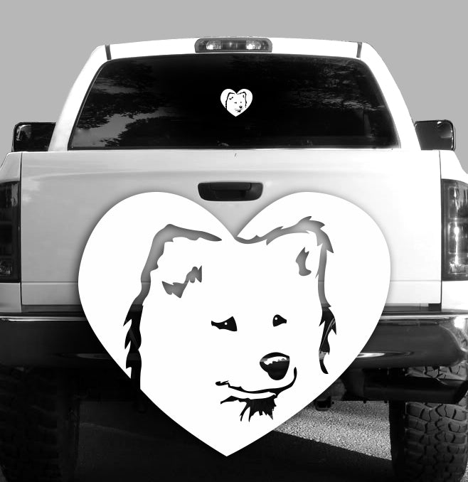 Samoyed Heart Vinyl Decal - Dogs - Car, Vehicle, Sticker