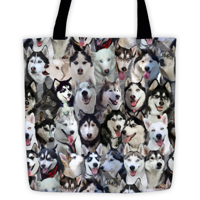 Siberian Husky Photo Pattern on Double-Sided Tote Bag