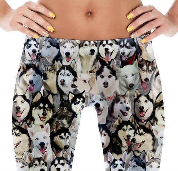 Siberian Husky Dog Photo Pattern on Leggings - Huskies – Made in America