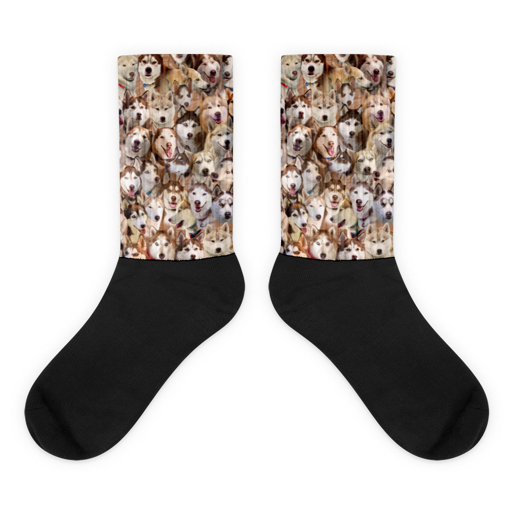 Sublimation Socks with Siberian Husky Photo Pattern