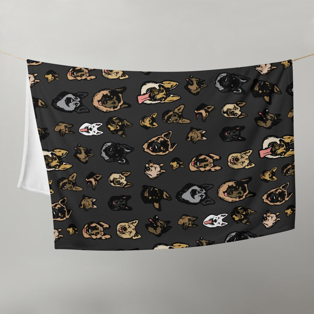 Illustrated German Shepherd Face Throw Blanket