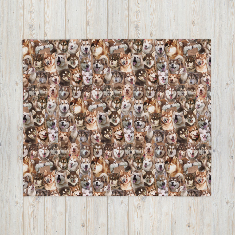 Red Alaskan Malamutes Throw Blanket